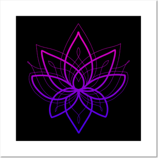 Lace lotus flower mandala purple Posters and Art